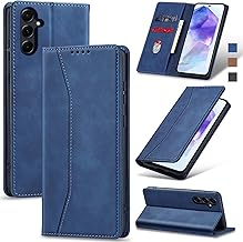 Jasonyu Case for Samsung Galaxy A55, PU Leather Wallet Case [Shockproof] [Magnetic] [Card Holder] [Stand Function] Flip Case (Blue)