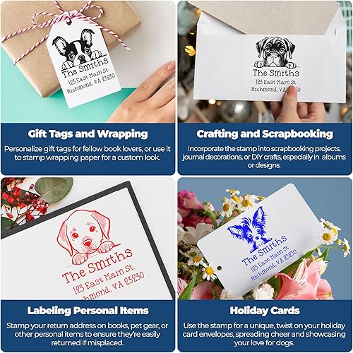 Miniatura 8 de Sello de dirección Dogo Argentino de alta calidad, ideal para correo, tamaño cuadrado de 1-58, ideal para amantes de los perros, diseño de cachorro