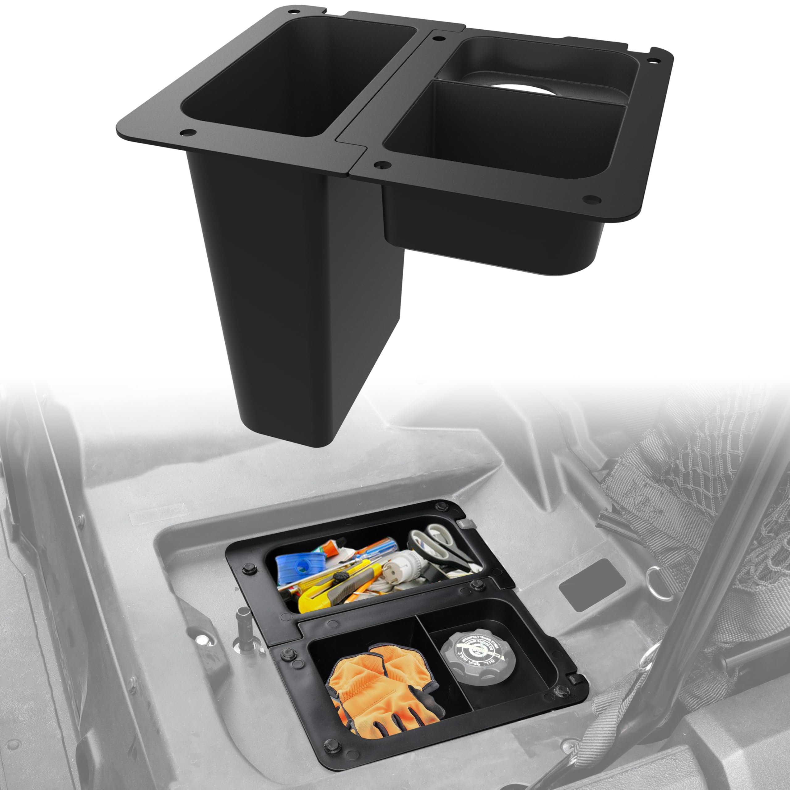 SAUTVS Under Seat Storage Box Compatible with Honda Pioneer 700-2 700-4 2014-2025 Accessories, Water Resistance 4.4L Under Driver Seat Storage Bin