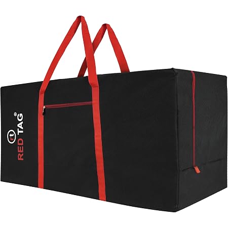 Storite Foldable Travel Duffle Bag - 51.5x39x21cm Lightweight Weekender With Luggage Handle Sleeve (Red & Black)