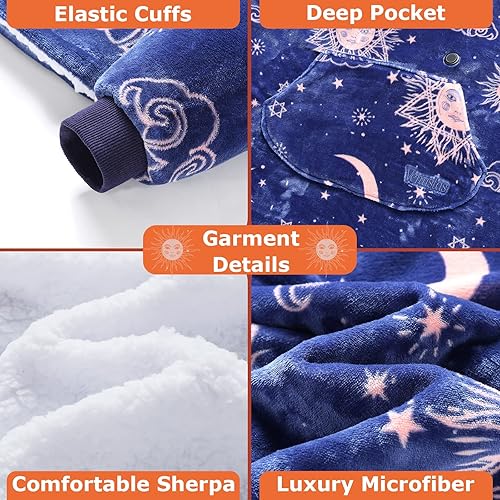 Miniatura 4 de Venustas Manta térmica con capucha con batería de 7.4 V, manta Sherpa de gran tamaño, acogedora y suave