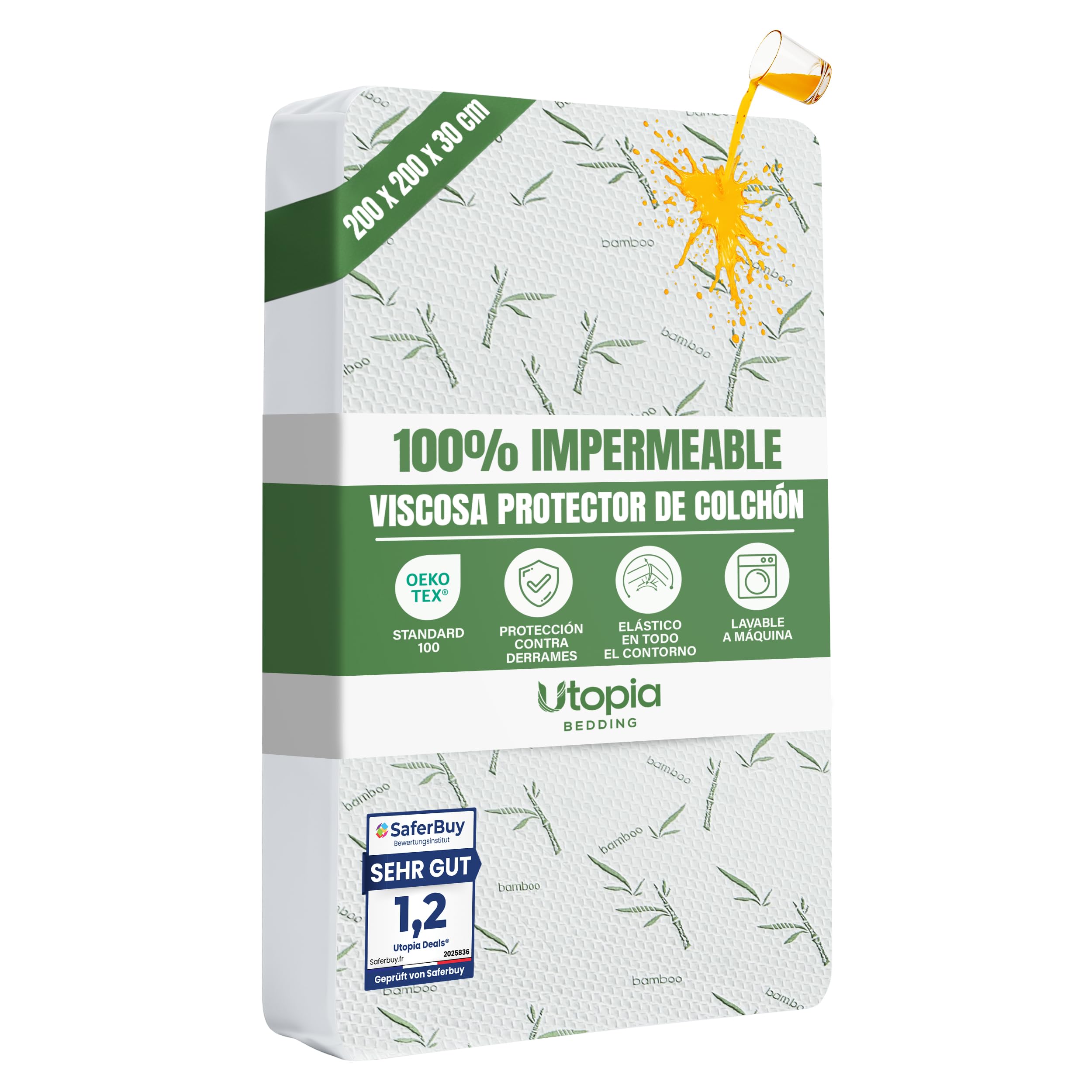 Utopia Bedding Protector de Colchón 150 x 200 x 30 cm Impermeable, Viscosa Premium, Certificación Oeko-Tex, Cubre Colchón Transpirable, Elástico En Todo — view 27