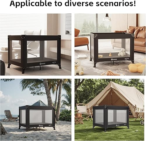 Miniatura 5 de Cuna de viaje portátil y corralito Cama de viaje plegable segura para bebés con colchón, malla transpirable Cama de bebé compacta y ligera Empaca