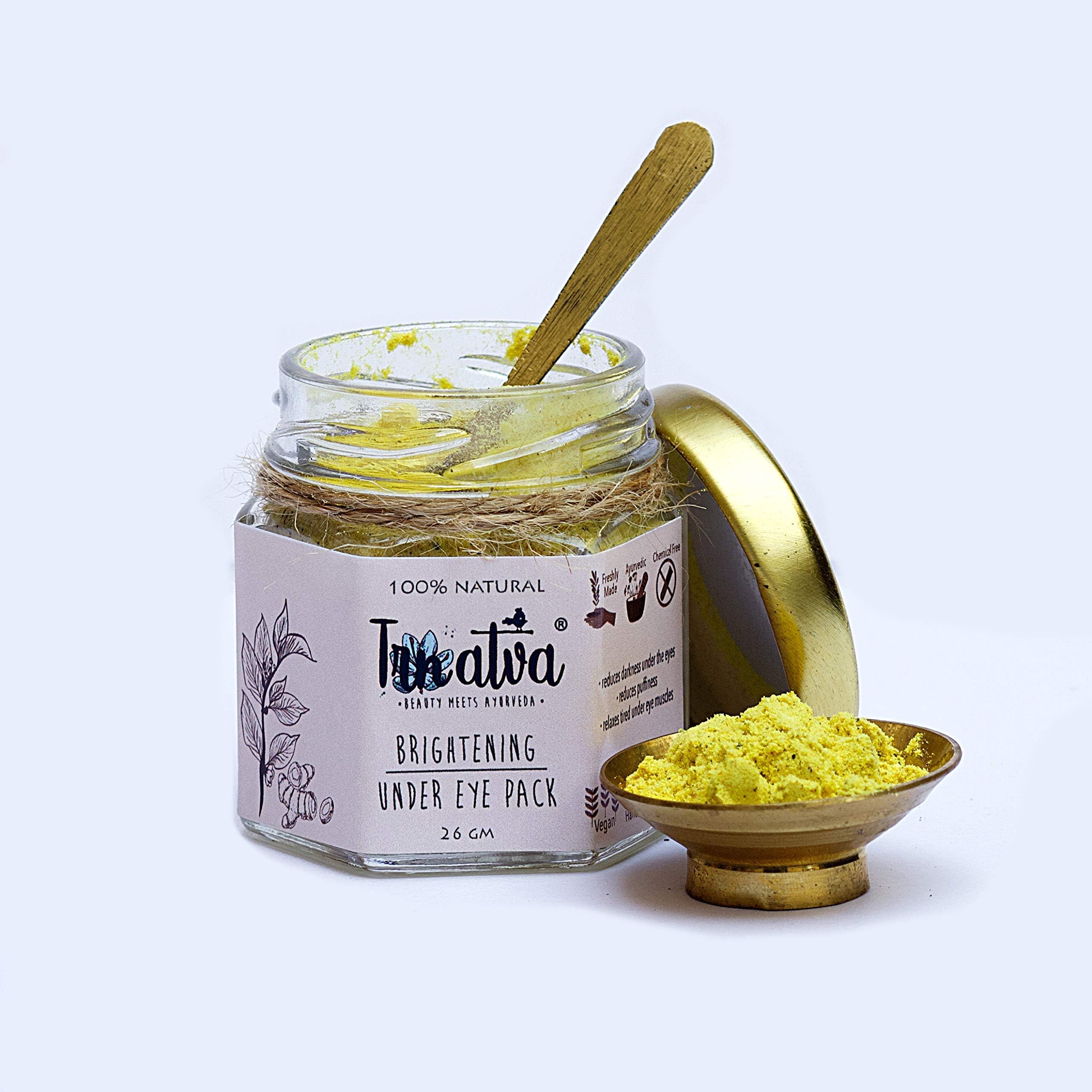 NATVA Under Eye Pack, 25gm | With Wild Turmeric & Green Tea | Eye Mask For Dark Circles, Puffy eyes, Tired Eyes | For Women and Men | 100% Natural