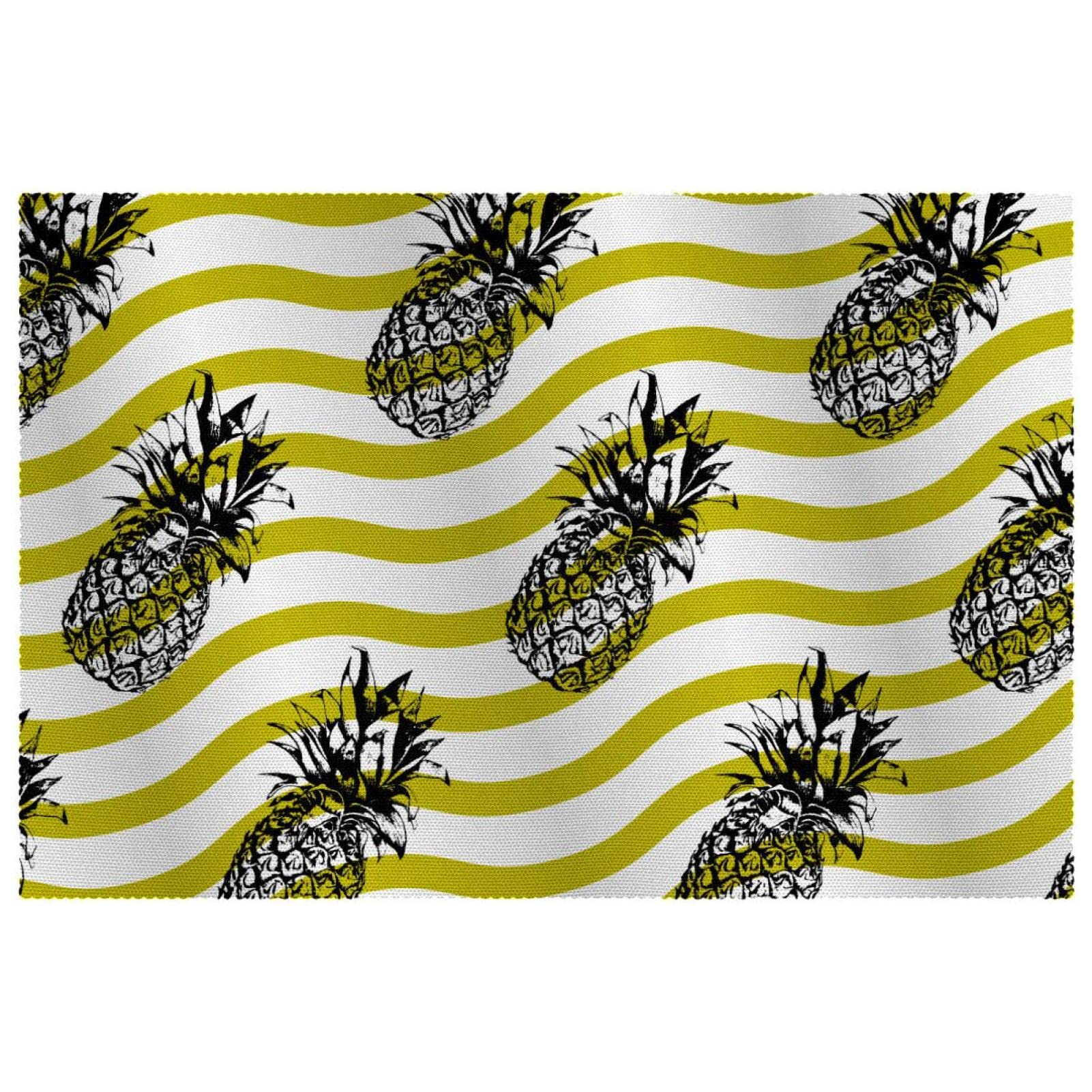 Lot de 4 sets de table Ananas Waves | Tissu Oxford haute qualité
