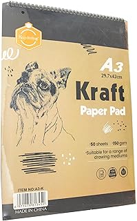 دفتر رسم من ورق الكرافت بغلاف صلب من كيب سمايلينج، 150 جرام، 50 ورقة
