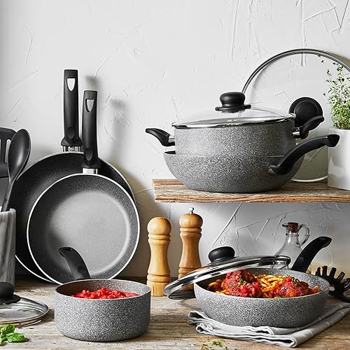 Miniatura 2 de BALLARINI Asti by HENCKELS - Juego de utensilios de cocina antiadherentes de aluminio, 10 piezas, color gris