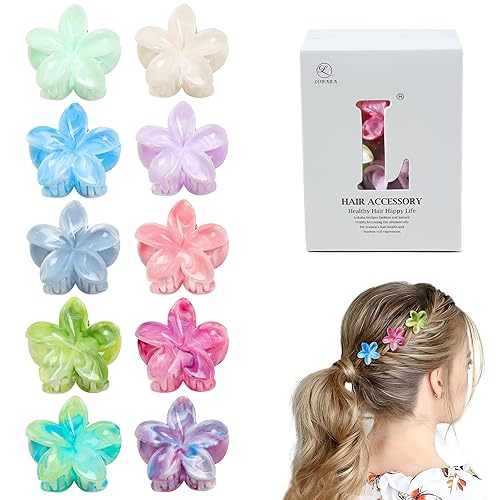 10 Pcs Flower Hair Claw Clips for Women - Small