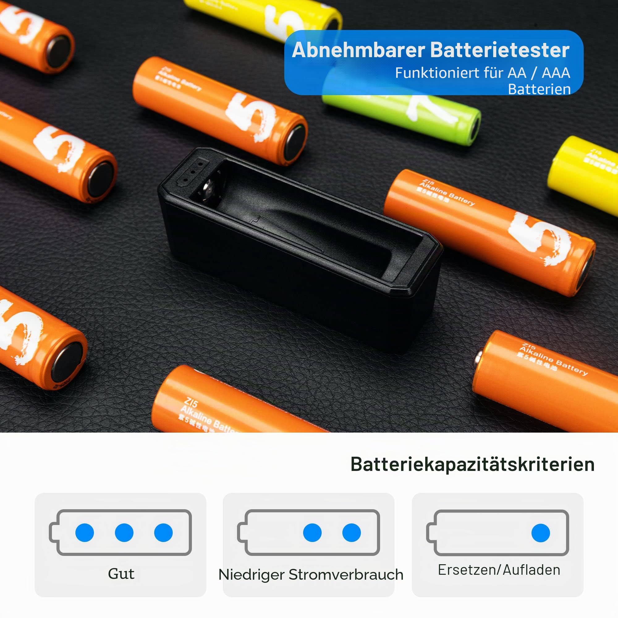 JJC Batterie-Organizer für AAA-AA-Batterien, tragbar, wasserdicht, für 10 AAA-Batterien