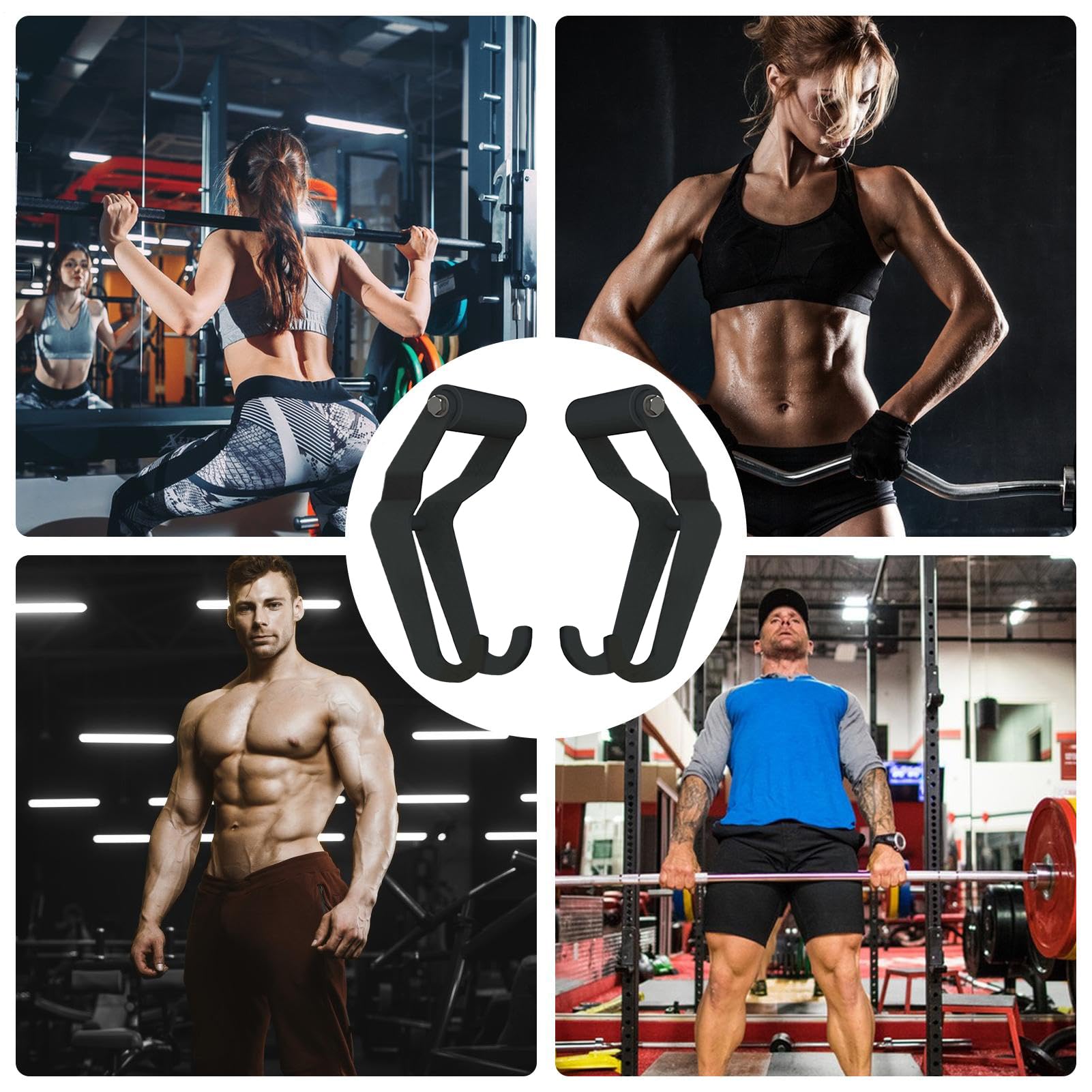 Ganci per bilancieri, design ergonomico e resistente, robusti supporti per panca, per giovani, e allenamento in palestra, per uomini e interni