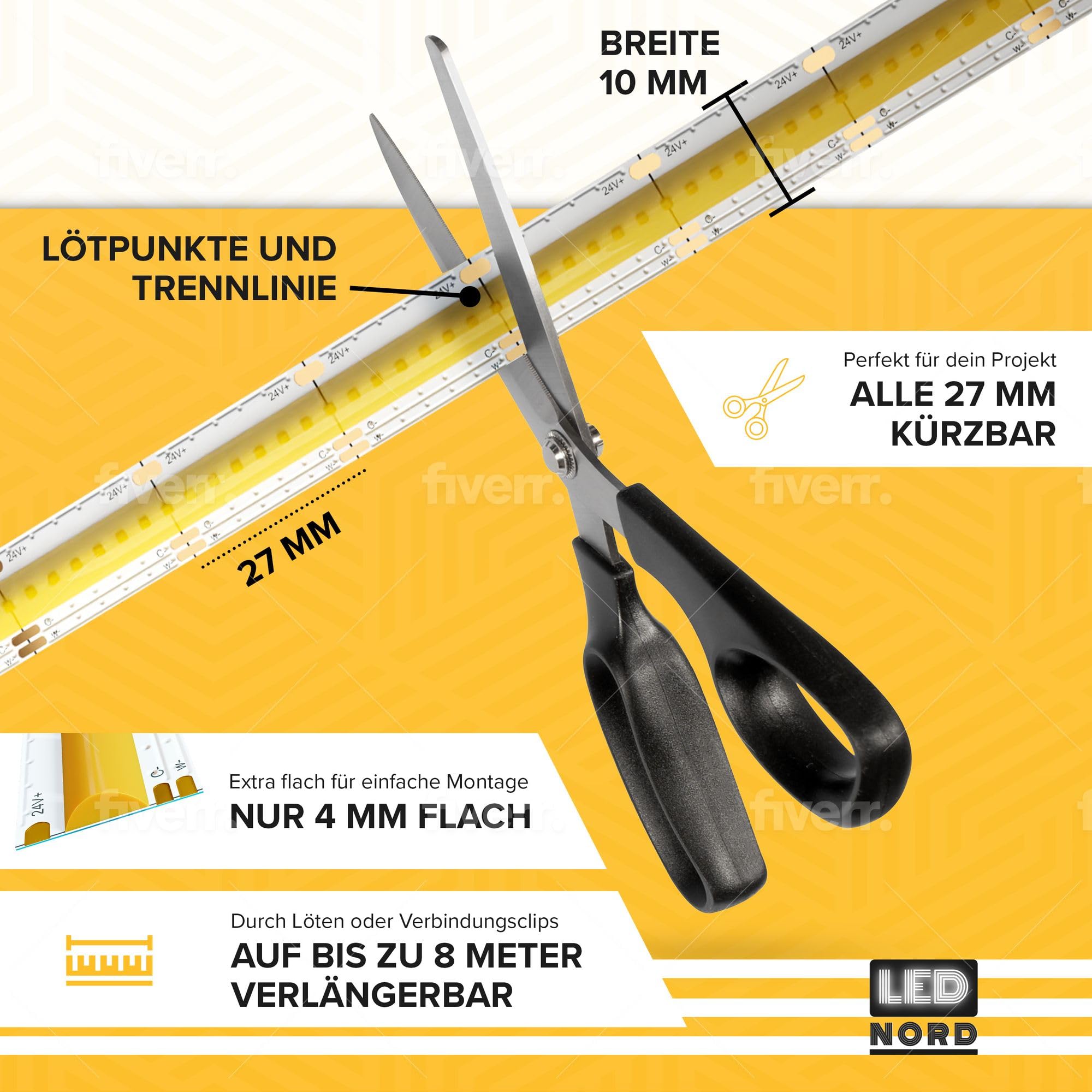Striscia LED 5 m autoadesiva COB CCT bianco regolabile – striscia LED CCT COB 24 V per TV TV cucina – nastro LED ritagliabile illuminazione indiretta retroilluminazione – strisce LED