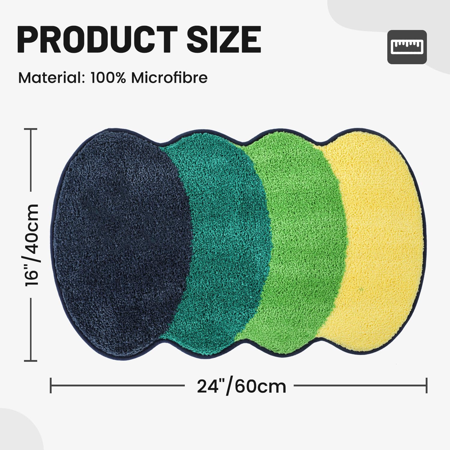 bath mat-rubber backing non slipthin bathroom rugs fit under door absorbent bathroom floor mats-shower rug for in front of bathtub shower 16x24 1'4" x 2' (rectangular) yellow-green wavy shape