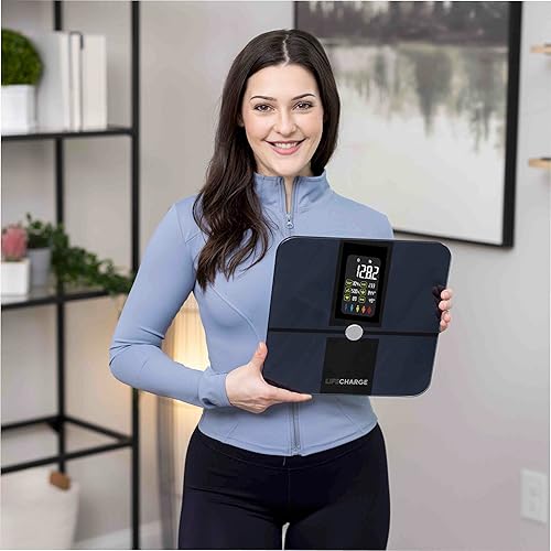 Miniatura 2 de LifeCHARGE Smart Body Analyzer Scale 2 con composición corporal 22, rastrea tus objetivos de salud y fitness con precisión,