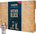 Teak Wood Cutting Board - 19.7 x 12.2 Inch (ExtraThick 1.7") Hardwood Butcher Block, Charcuterie Boards, Heavy Duty End Grain Chopping Board with Juice Groove & Handles (Oil & Plate Included)