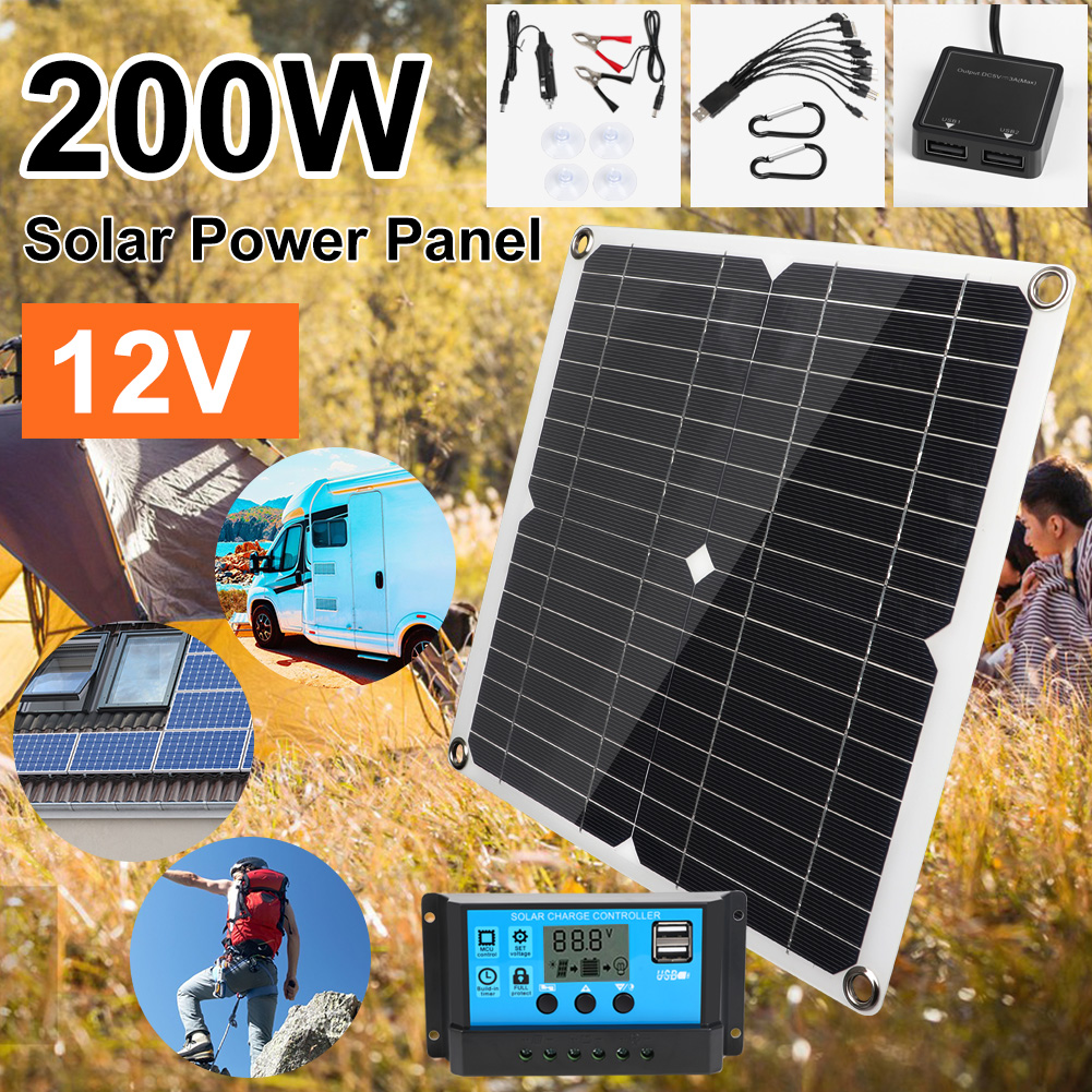 Kit Solaire Grande Capacité - Panneau 200W + Batterie 100Ah