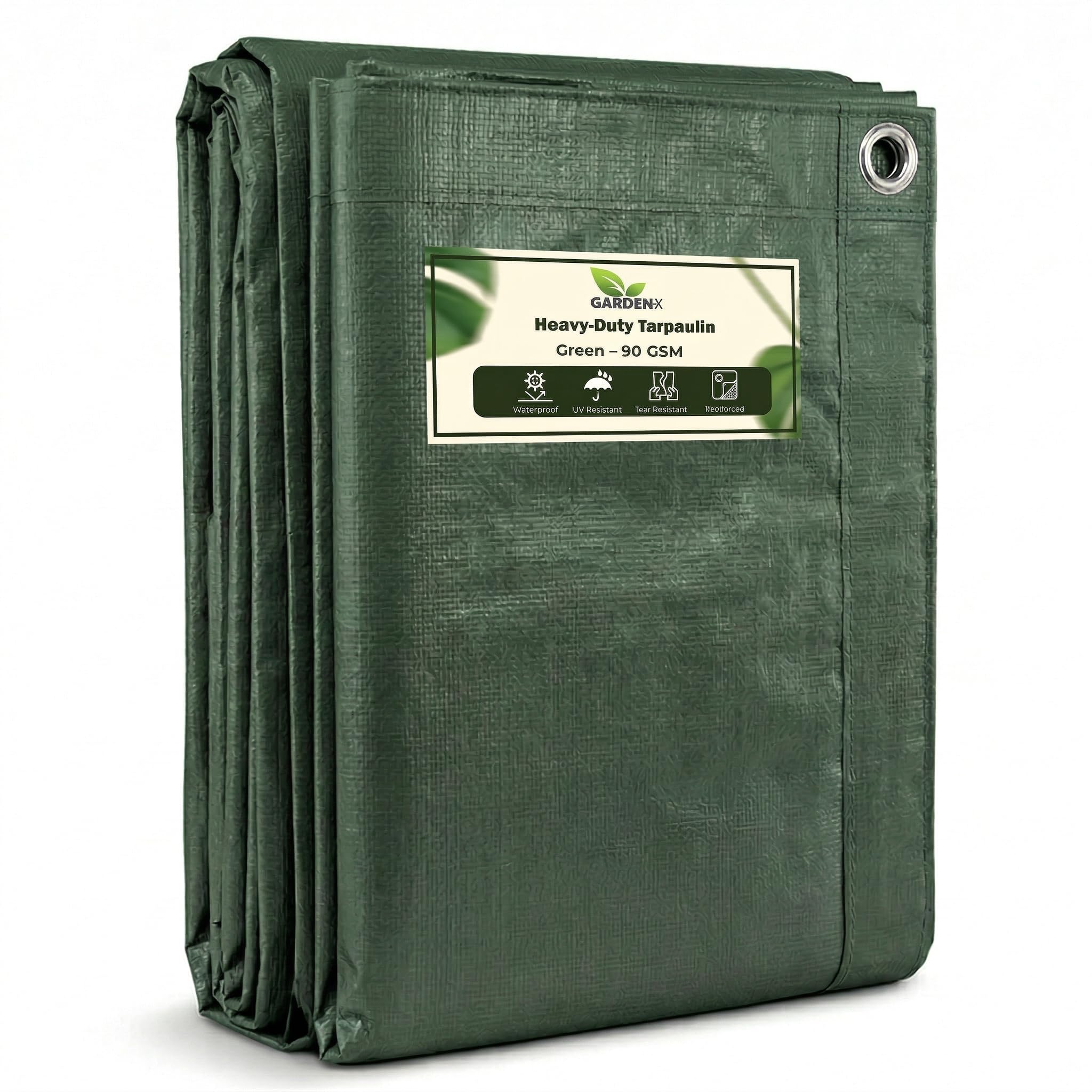 GARDENIX Tarpaulin 2m x 4m Green Heavy Duty 90gsm Waterproof Tarp Sheet Cover, Groundsheet, Multipurpose, Reinforced
