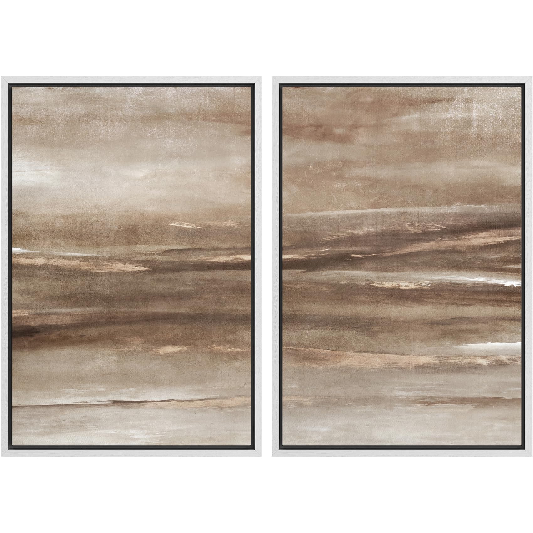 MUDECOR Framed Canvas Print Wall Art Set Watercolor Pastel Green Tan Landscape Abstract Shapes Illustrations Modern Art Decorative Contemporary for Living Room, Bedroom, Office - 16"x24"x2 Natural — view 8