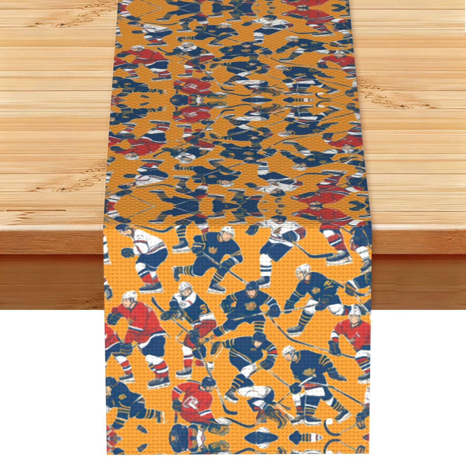 hockey Printed Dining Table Runner 13x72 Inch, Non-Fading Decor for Kitchen Dresser Fireplace Mantel