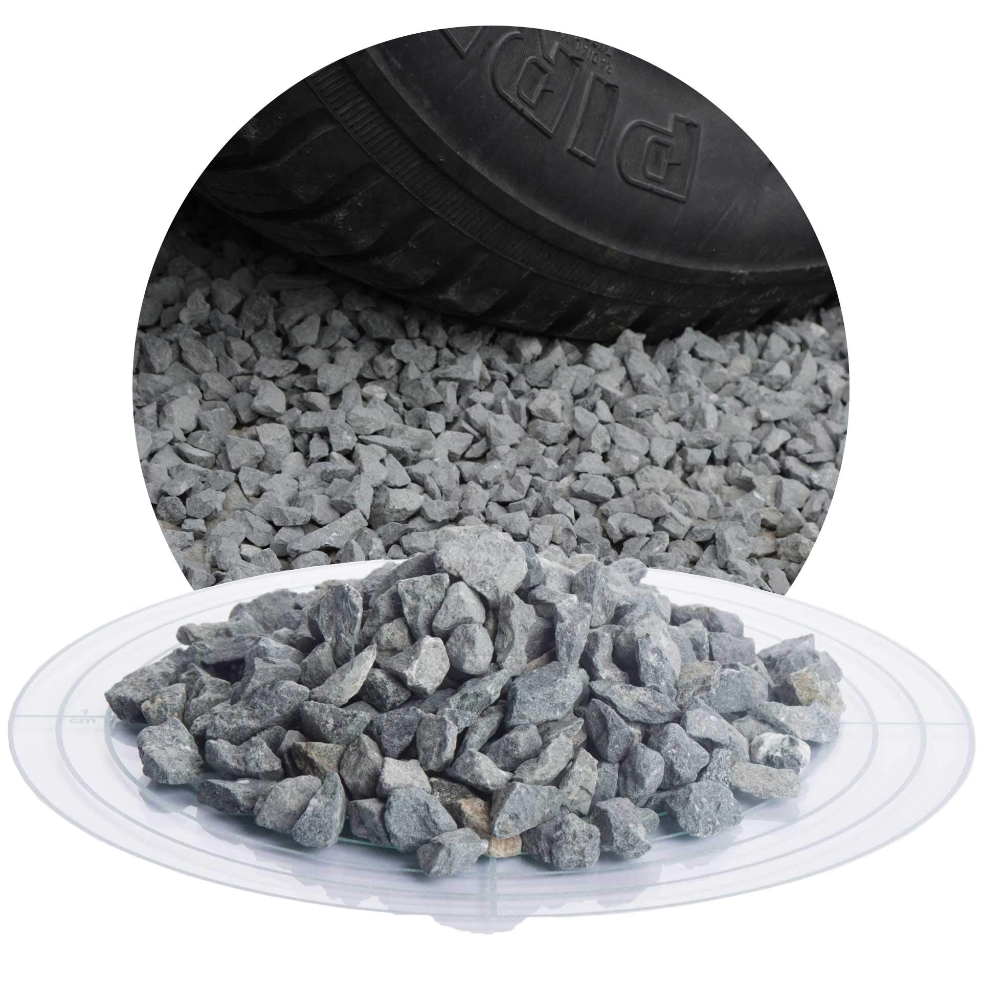 Schicker Mineral Diabas Ziersplitt grau 25 kg, Naturstein, Splitt für Steingärten, Beet, Gartenteich, Fassadenschutz, Weg- und Terrassengestaltung, robust, witterungsbeständig (Körnung 8-11 mm)