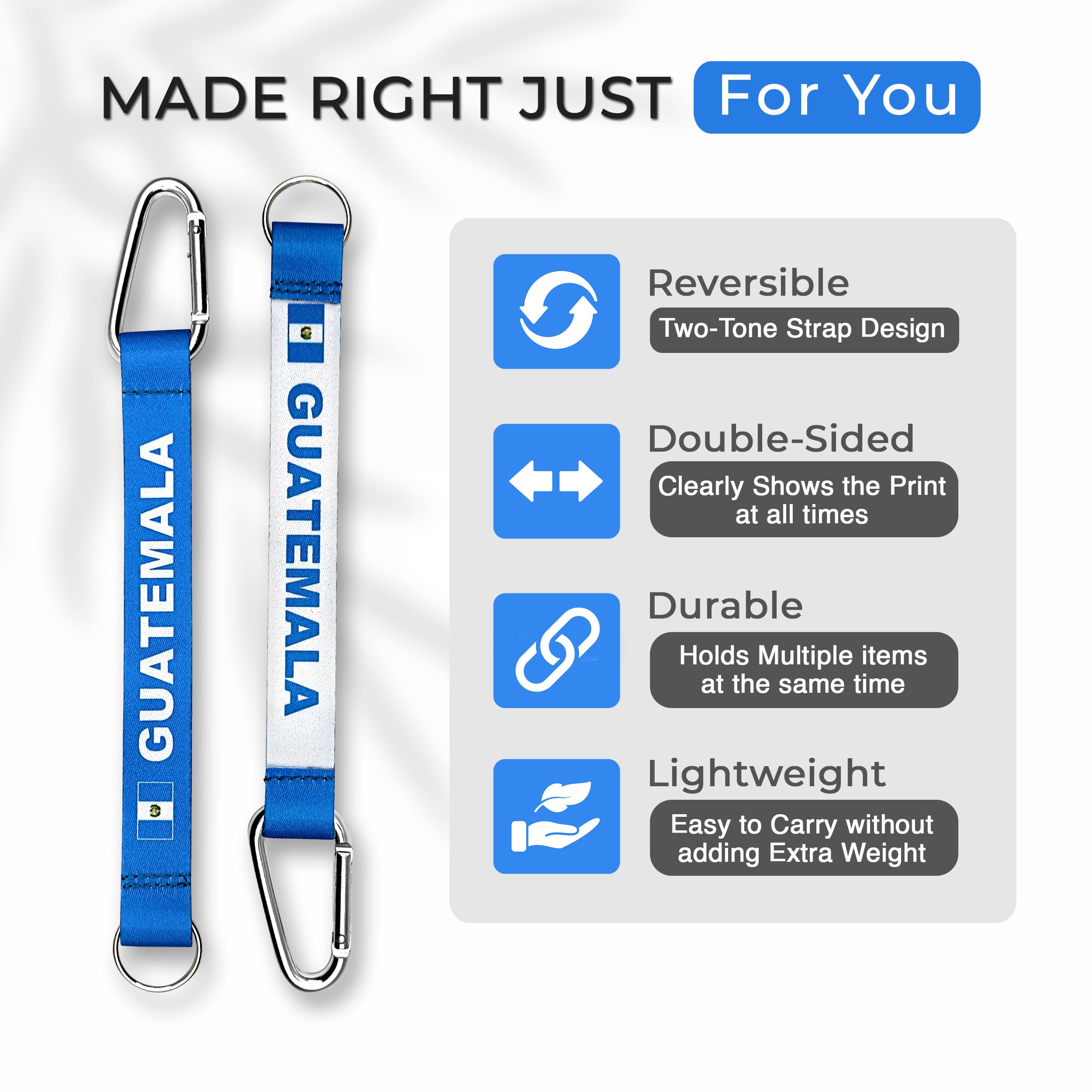 EASTEX Guatemala Carabiner Keychain for Car Keys - Water Bottle Clip for Backpack - Belt Clip for Keys Fob ID Wallet - Work Keychain for Men Boyfriend Him Women - Caribiner Key Holder for Pants Jean