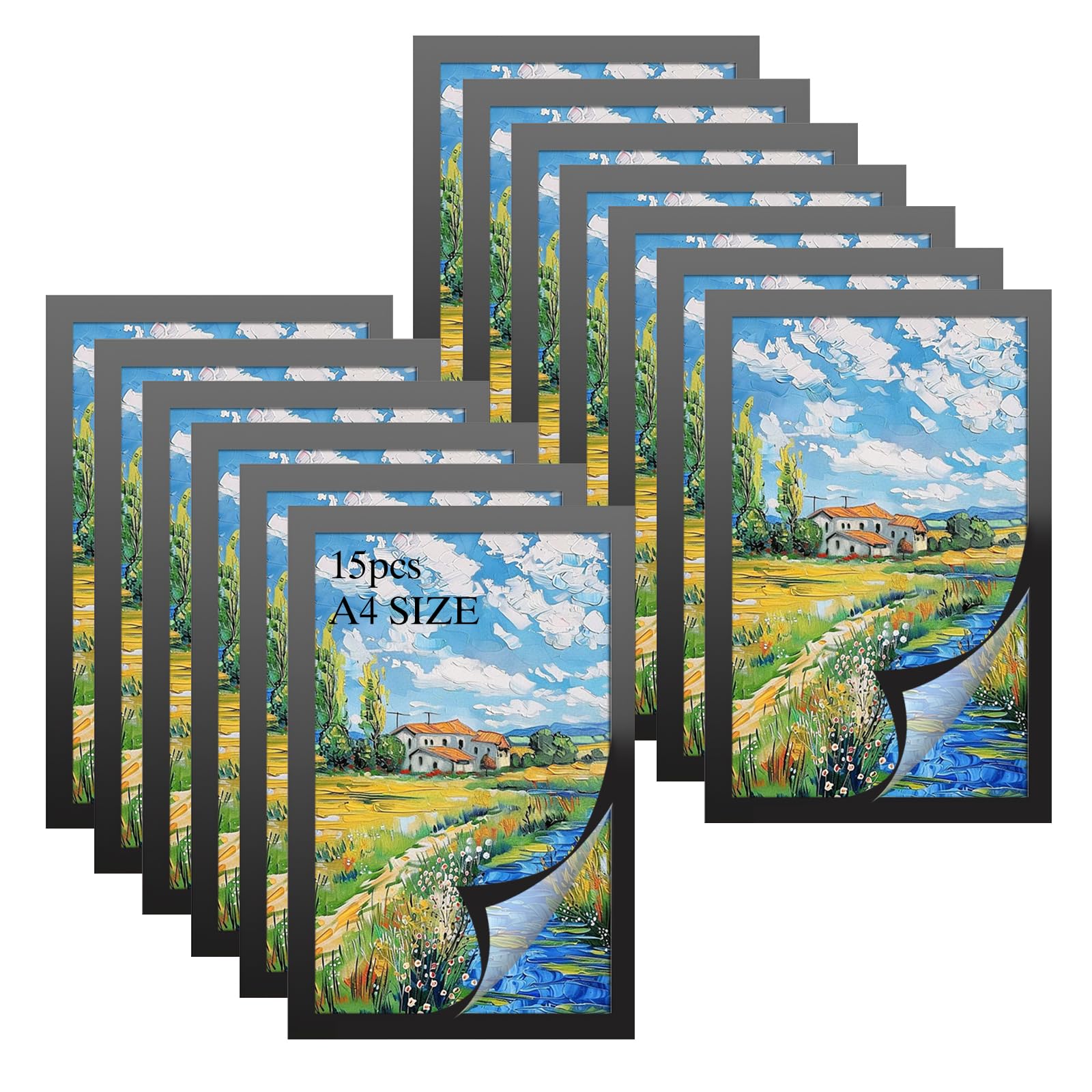 Woobroo A4 Magnetic Photo Frames Set of15 PVC Certificate Frames for Displaying Documents Posters Prints and Pictures on Wall or Tabletop