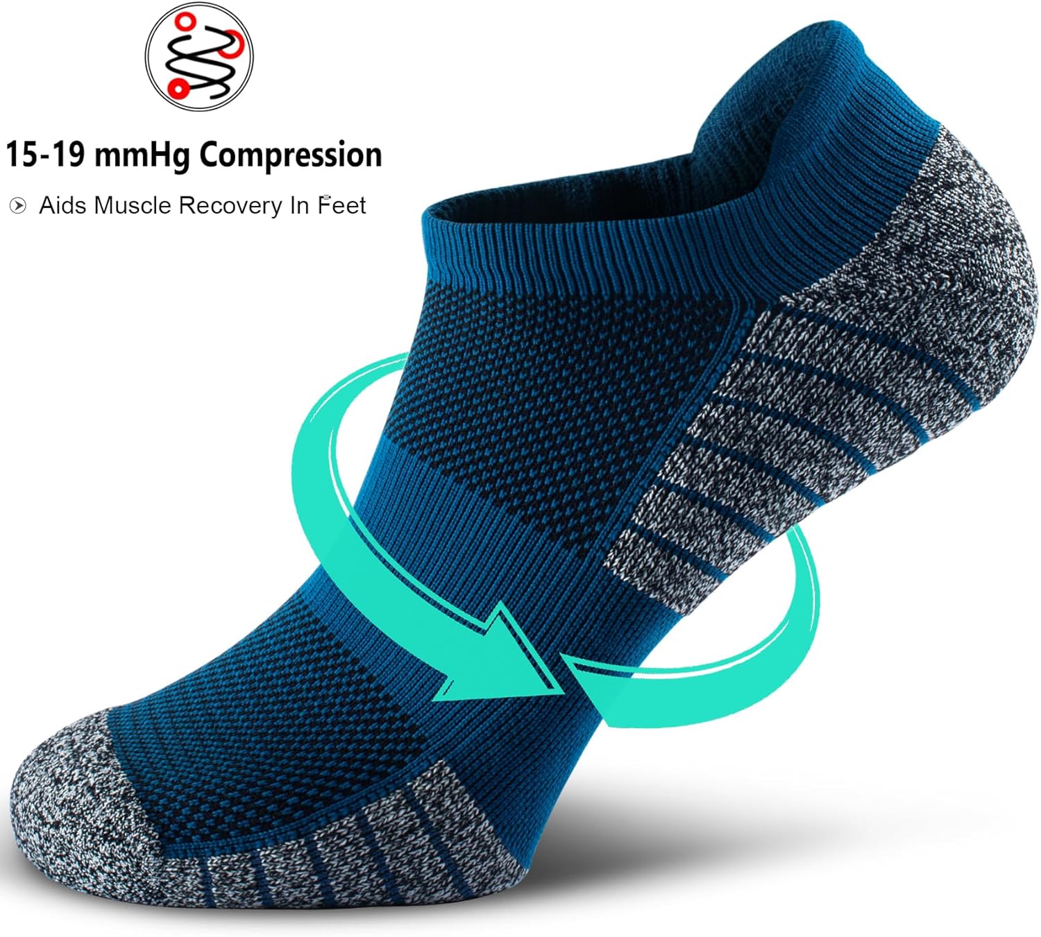 No Show Sports Compression Socks for Men and Women Circulation 4/8 Pack - Image 3