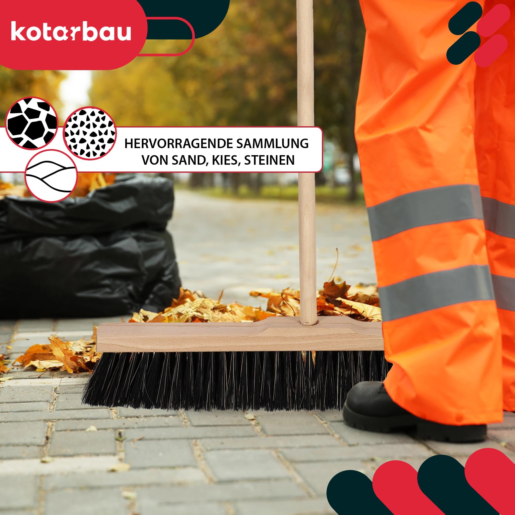 KOTARBAU® Scopa in pelo naturale, 495 mm, senza manico con filettatura a vite, scopa universale