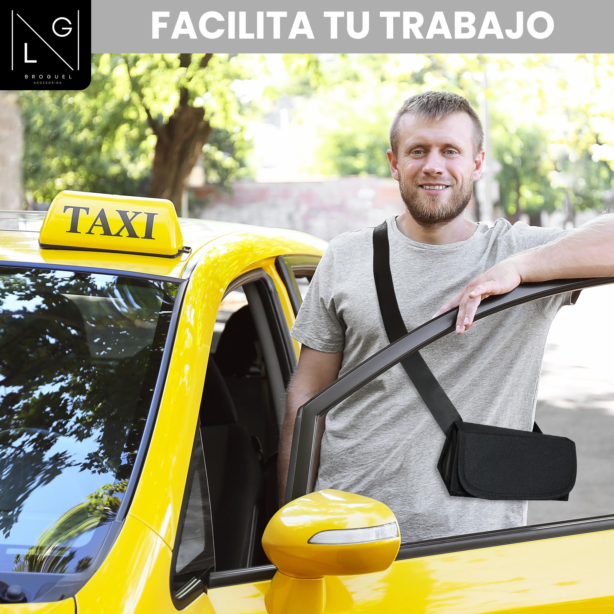 Porte-monnaie Taxi Sac Banane Serveur Organisateur de Pièces Noir Unisexes-Adultes
