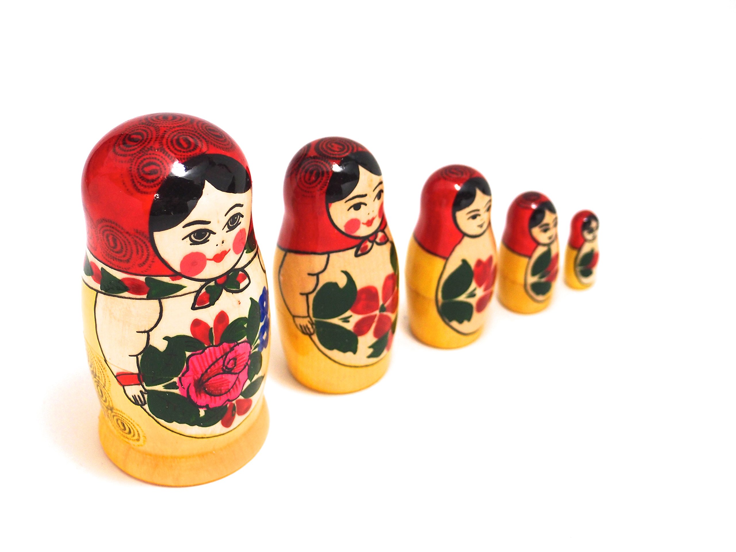 Amazon | セミョーノフ産 マトリョーシカ 5個組 伝統柄 (赤頭巾