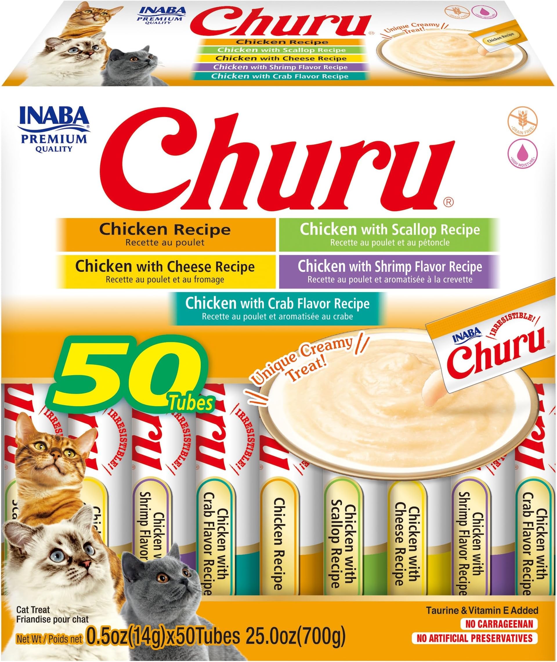 Churu INABA Cat Treats, GrainFree, Lickable, Squeezable