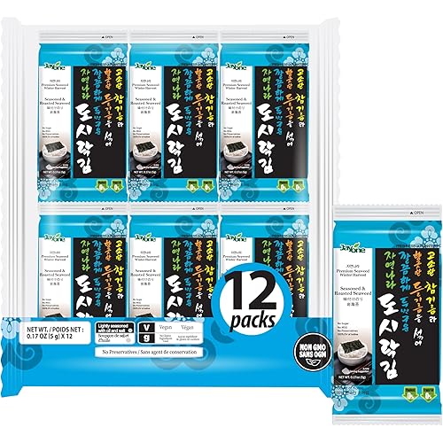 Jayone Roasted and Lightly Salted Seaweed, 0.17 Ounce (Pack of 12)