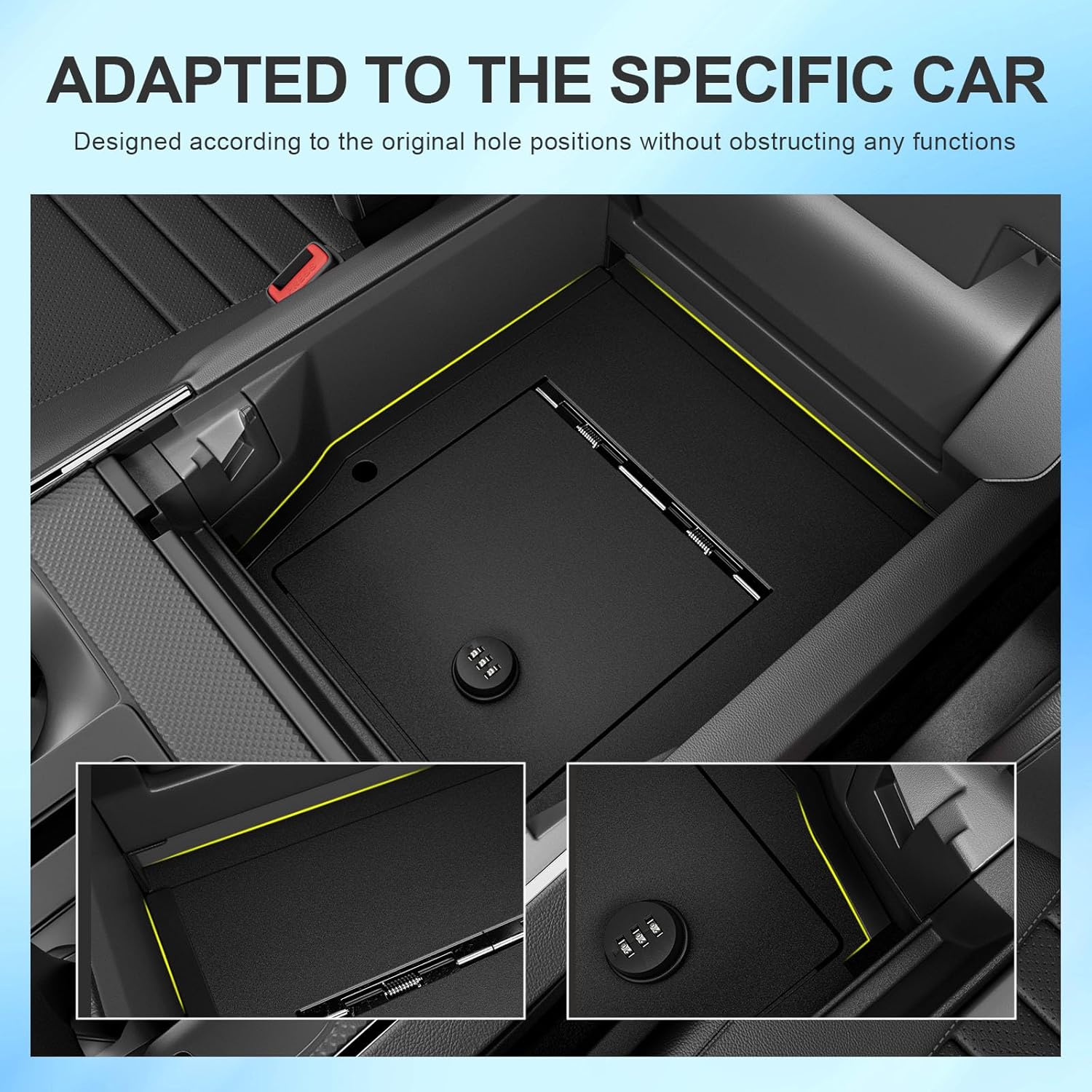 Center Console Safe Organizer Compatible with 2021-2025 Ford F150 Lock Box No XLT STX Tremor Raptor Console Safe Vault Replacement for 2021-2025 Ford F-150 Accessories Compatible with 21-25 Ford F150