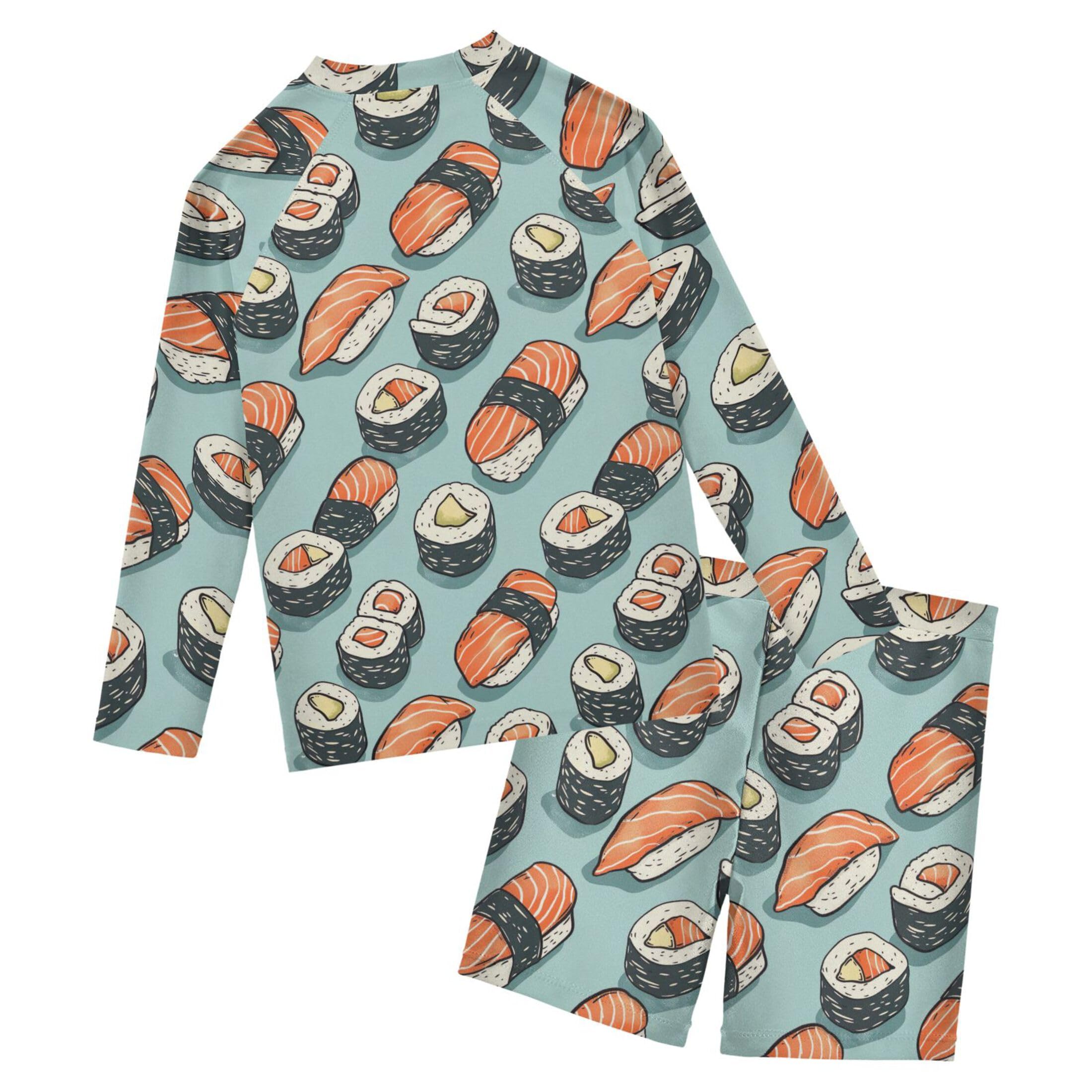 Sushi Food Toddlers and Baby Boys' Swimsuit Trunk and Rashguard Set B0403693
