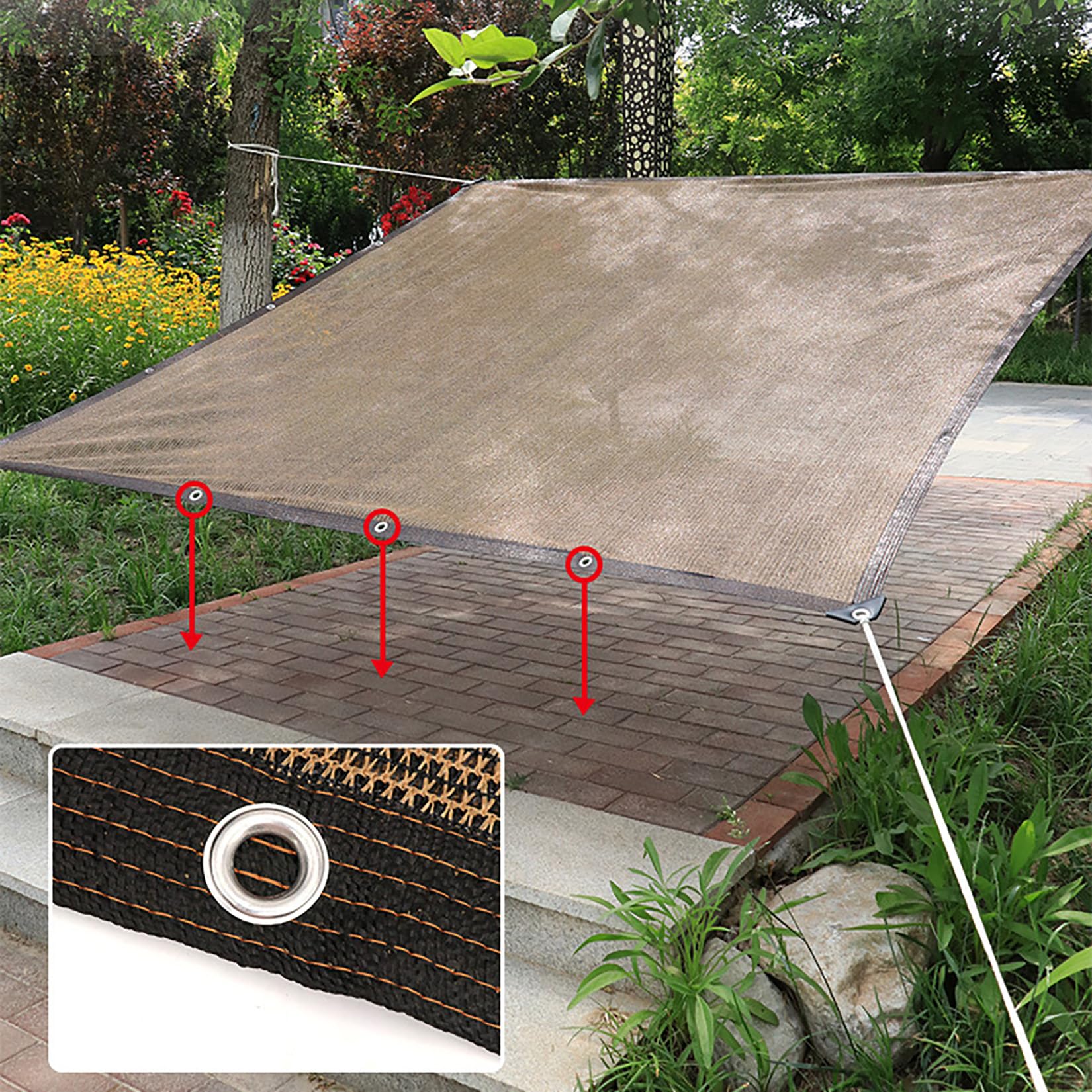 Rete Ombreggiante con occhielli 4x6m 90% Telo ombreggiante Frangivista | Recinzione Giardino,Tessuto HDPE,Marrone caffè Tessuto Ombra Privacy Antistrappo Antivento per Esterno, Serra,Balcone