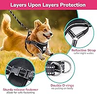 Vista 4 de KIPRITII Arnés para perro sin tirones para perros pequeños, arnés reflectante para cachorros, arnés ajustable para cachorros, perros pequeños