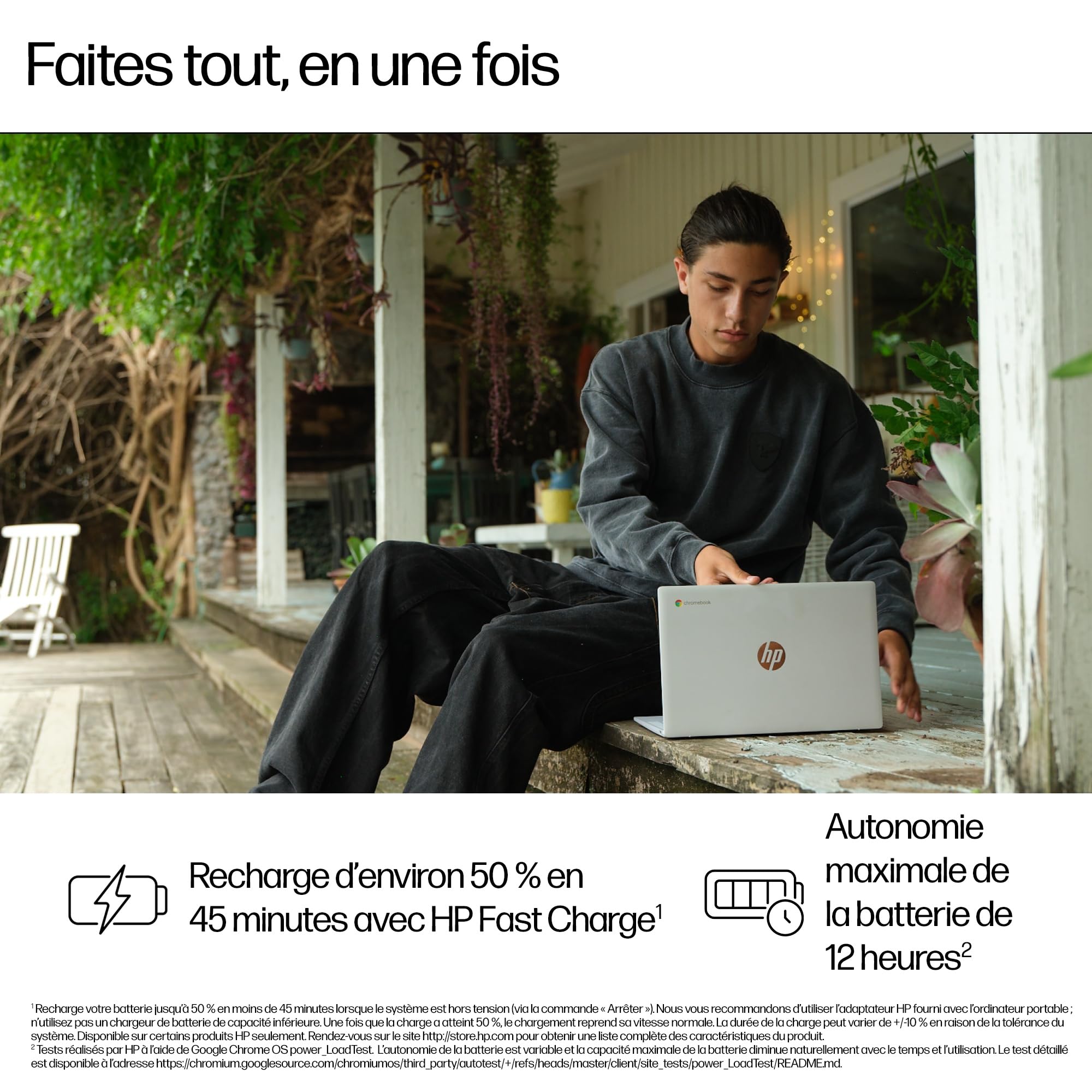 HP Chromebook 14a-nf0001sfx Ordinateur Portable 14" FHD IPS, PC Portable (Intel Processor N100, RAM 4 Go, eMMC 64 Go, Intel UHD Graphics, ChromeOS), Laptop Argent, Clavier AZERTY