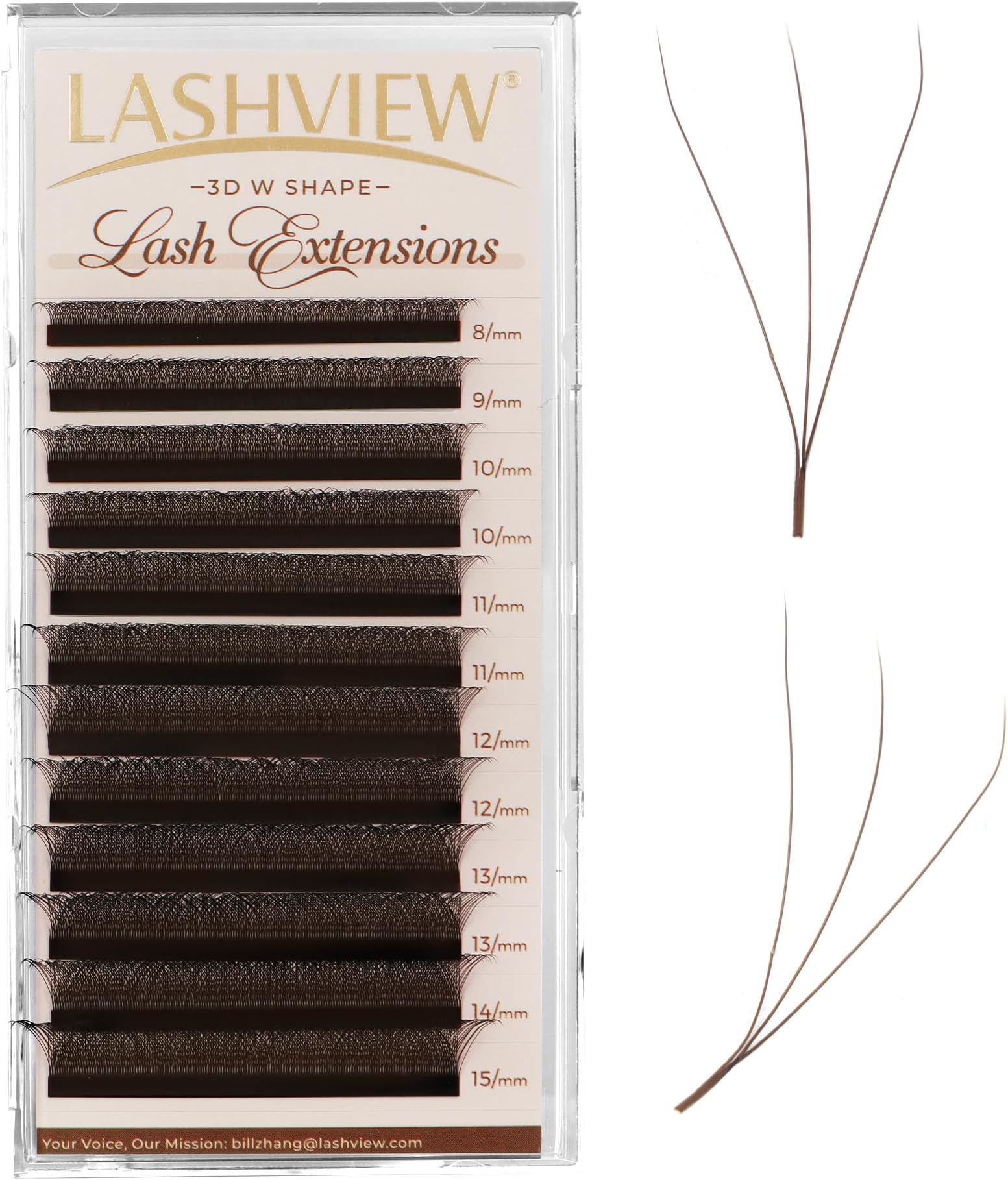 LASHVIEW W Lashes Extensions, 3D Premade Fans 0.07 D Curl 8-15mm Clover Lash Extensions W Shape Eyelash Extension Volume Premade W Lashes (3D 0.07 D 8-15mm Brown)