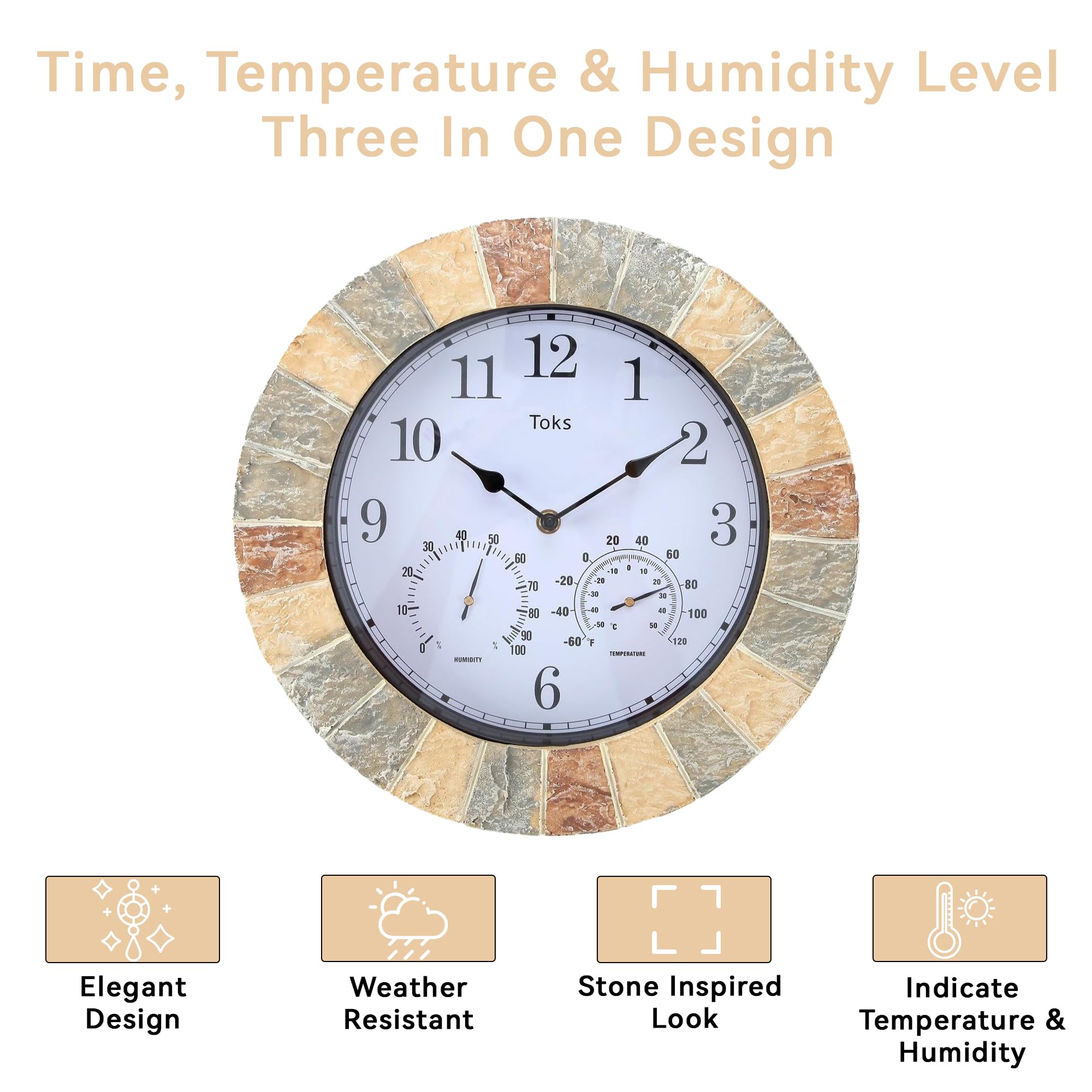 Amazon.com: Lily's Home Hanging Wall Clock, Includes a Thermometer