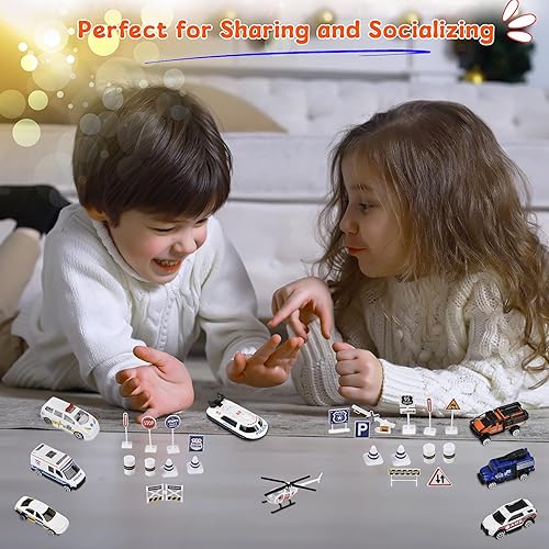 Miniatura 6 de Forest & Twelfth - Juego de 2 15 piezas de mini coche de policía fundido a presión para niños y niños pequeños, promueve el juego creativo de