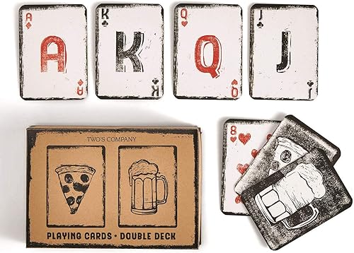 Two's Company Linocut - Caja de regalo de cartas de doble baraja con 2 barajas
