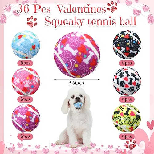 Miniatura 2 de 36 pelotas de tenis chirriantes para perros de 2.5 pulgadas interactivas para mascotas, pelota de juguetes para mascotas para perros pequeños,