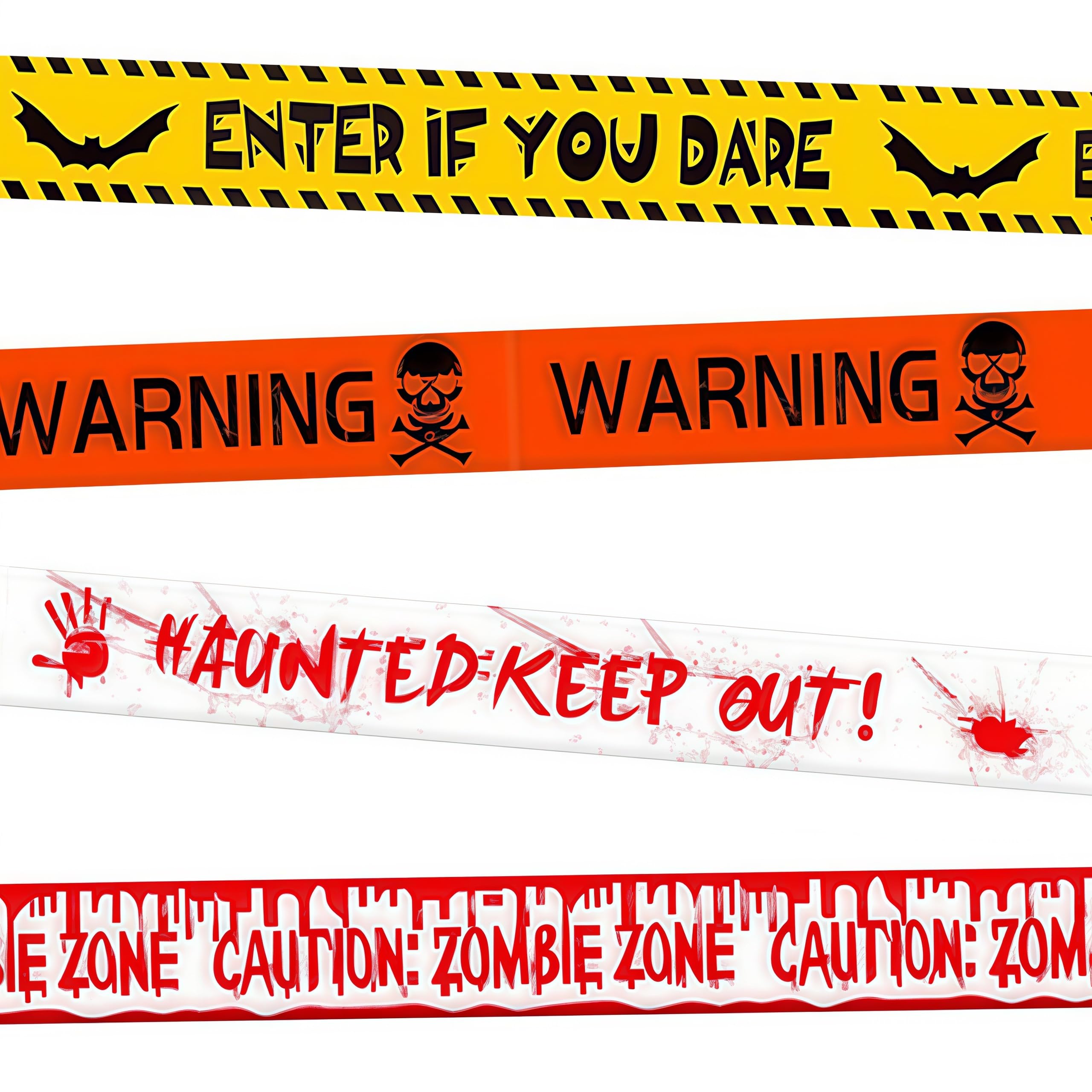 RONGZUBAT 4 Rolls Halloween Caution Tape, 36m Halloween Warning Tape, Bloody Keep Out Zombie and Do Not Enter Barrier Tape for Haunted House Party Decorations