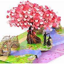 SISTIMON Pop Up Anniversary Card, 3D Love Tree Hearts Couple Dancing, Wedding Anniversary Card for Wife Husband, 8x6 in, Ideal Gift for Romantic Birthday Valentines Day Wedding Mothers Day