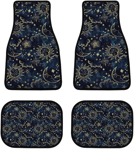 Floor Mats Fit Mats for Cars, Trucks, SUVs (Sun Moon Boho Astrology)