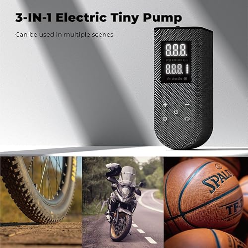 Miniatura 5 de Mini bomba de bicicleta  Bomba de bicicleta portátil de 100 PSI con válvulas Presta y Schrader, parada automática y disipación de calor, bomba