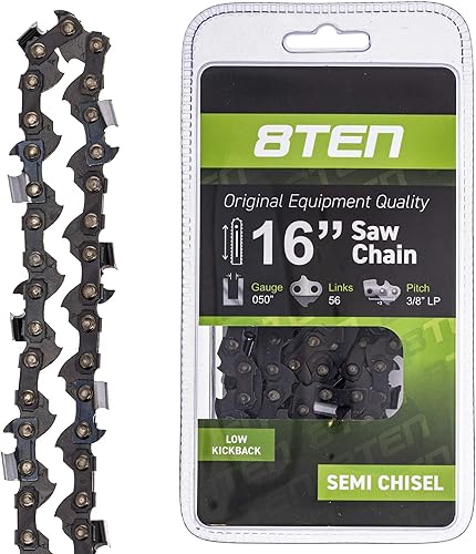 Vista 95 de 8TEN Cadena de motosierra para Husqvarna 254 455 340 351 353 350 55 455 Rancher Poulan Jonsered Echo 16 pulgadas .050 .325 66DL