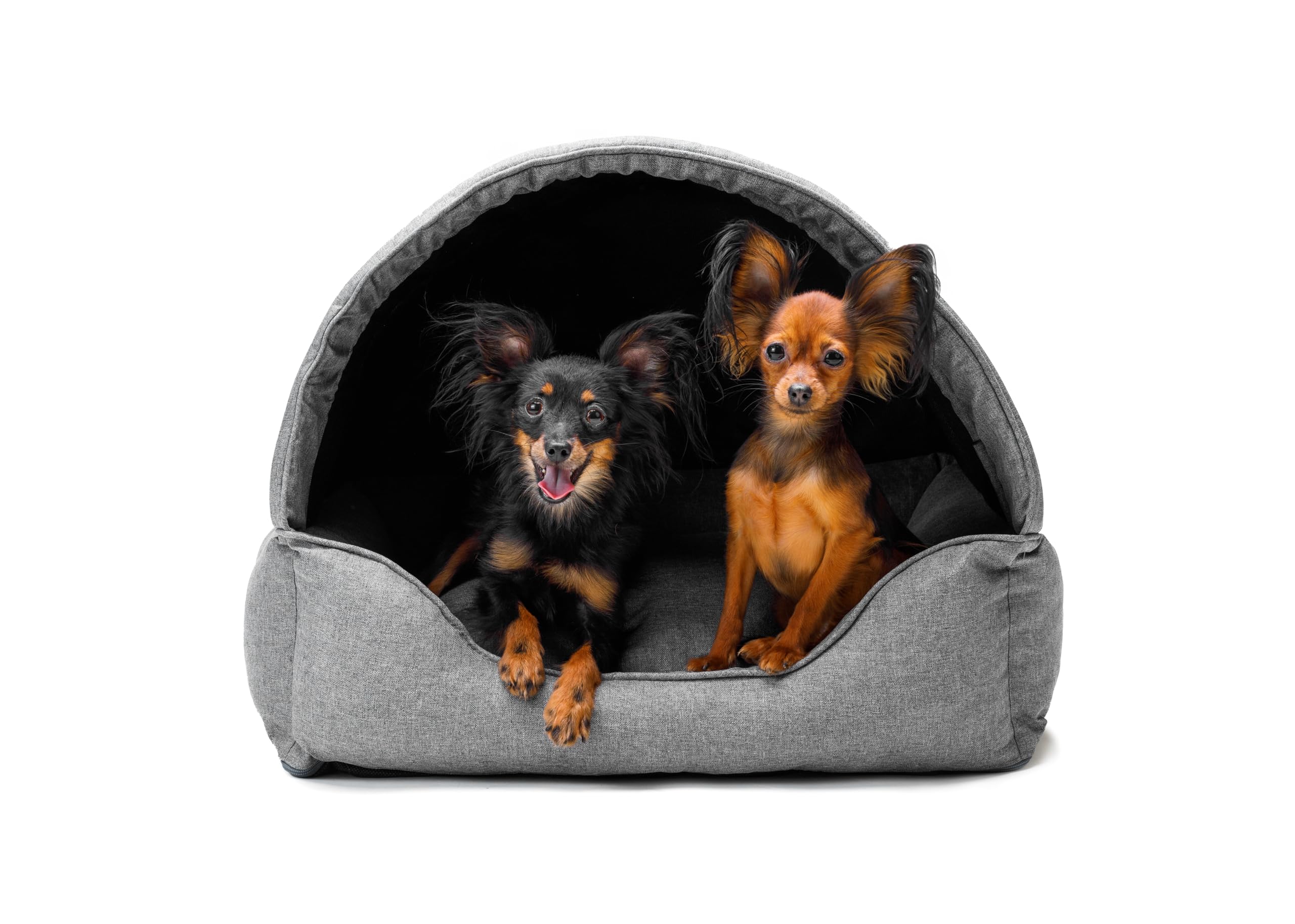 Hundebett & Hundehütte in einem - Hundehaus mit Dach für kleine und mittelgroße Hunde - Hundehöhle - Hundebox - Hundesofa - Bezug abnehmbar & waschbar - stabiles Hundekorb - 60x 47 cm