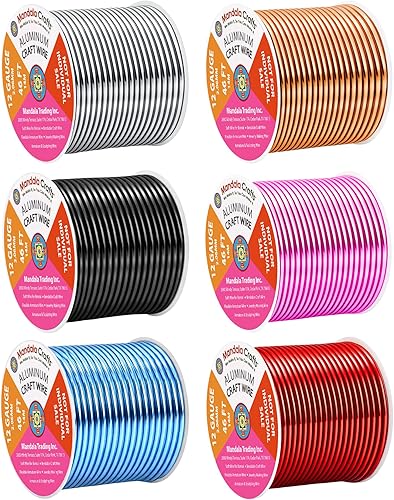 Miniatura 392 de Mandala Crafts - Alambre de aluminio anodizado de calibre 8 para joyería - 39 m de alambre flexible neutro colorido - Flexible para creación