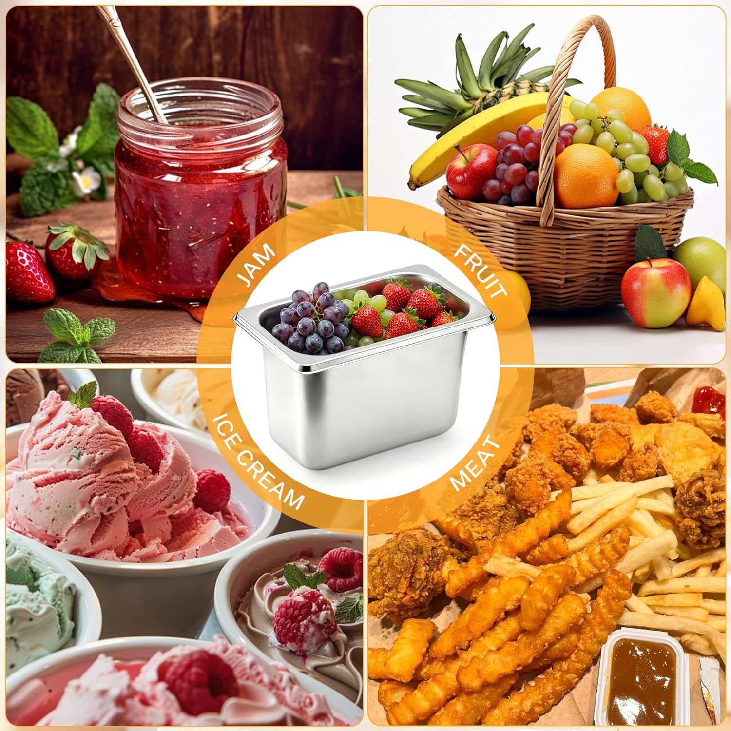 10 Pack Hotel Pans, 1/9 Size 4 Inch Deep Stainless Steel Steam Table Pan Commercial Metal Food Warmer Restaurant Catering Tray for Hotel, Home, Party, Restaurant, Buffet