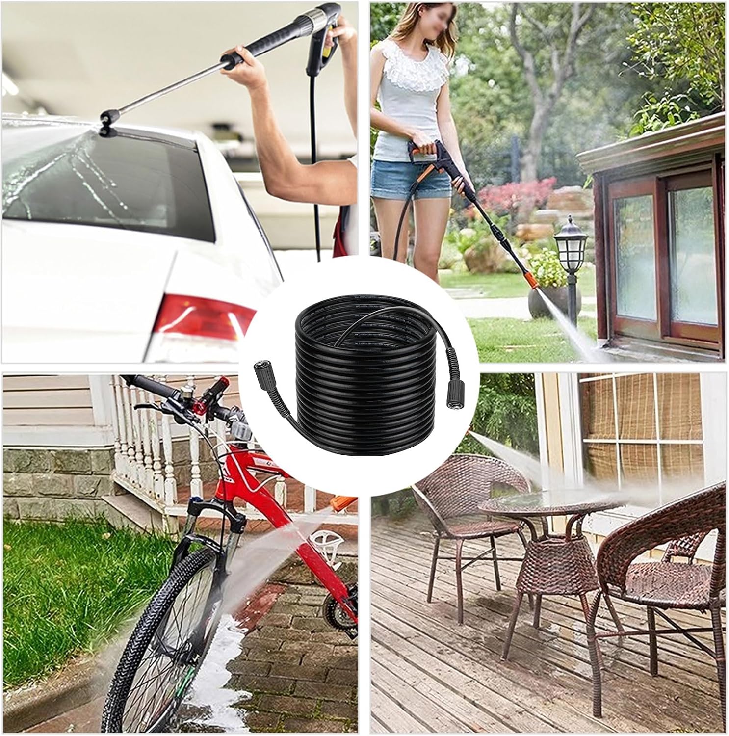 Pressure Washer Hose 50FT Extension Hose - 5800 PSI Power Washer Replacement Hose with Brass Fittings for Outdoor Washing
